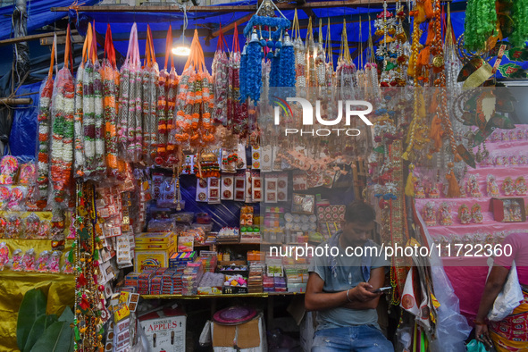 A market is ahead of the Diwali celebration in Kolkata, India, on October 30, 2024. 