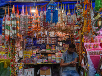 A market is ahead of the Diwali celebration in Kolkata, India, on October 30, 2024. (