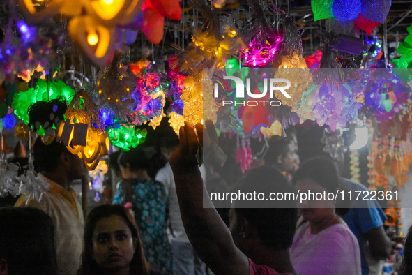 A market is ahead of the Diwali celebration in Kolkata, India, on October 30, 2024. 