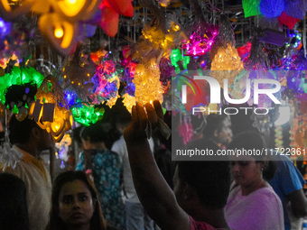 A market is ahead of the Diwali celebration in Kolkata, India, on October 30, 2024. (