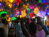 A market is ahead of the Diwali celebration in Kolkata, India, on October 30, 2024. (