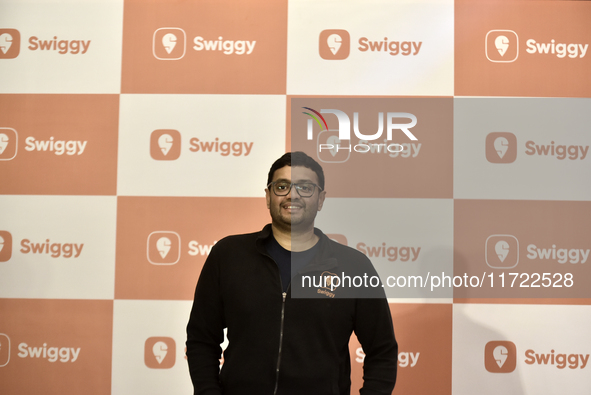 Sriharsha Majety, Managing Director and Group Chief Executive Officer of Swiggy, speaks at a press conference announcing its forthcoming Ini...