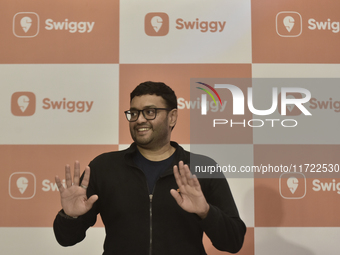 Sriharsha Majety, Managing Director and Group Chief Executive Officer of Swiggy, speaks at a press conference announcing its forthcoming Ini...