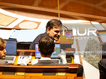 Laurent Saint-Martin, Minister attached to the Prime Minister, responsible for the Budget and Public Accounts, is seen during the public ses...