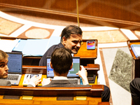 Laurent Saint-Martin, Minister attached to the Prime Minister, responsible for the Budget and Public Accounts, is seen during the public ses...