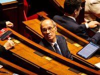 Eric Woerth, deputy of the Ensemble pour la Republique parliamentary group, is seen during the public session following the discussion of th...