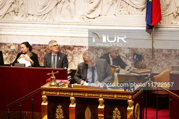 Xavier Breton, deputy of the Droite Republicaine group and President of the session, speaks during the public session following the discussi...