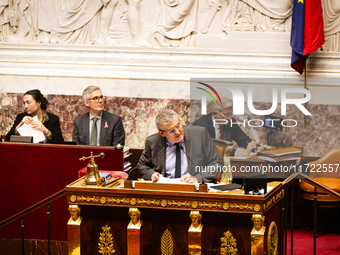 Xavier Breton, deputy of the Droite Republicaine group and President of the session, speaks during the public session following the discussi...