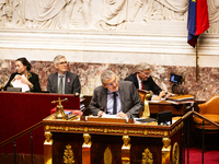 Xavier Breton, deputy of the Droite Republicaine group and President of the session, speaks during the public session following the discussi...