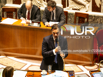 Laurent Saint-Martin, Minister attached to the Prime Minister, responsible for the Budget and Public Accounts, speaks during the public sess...