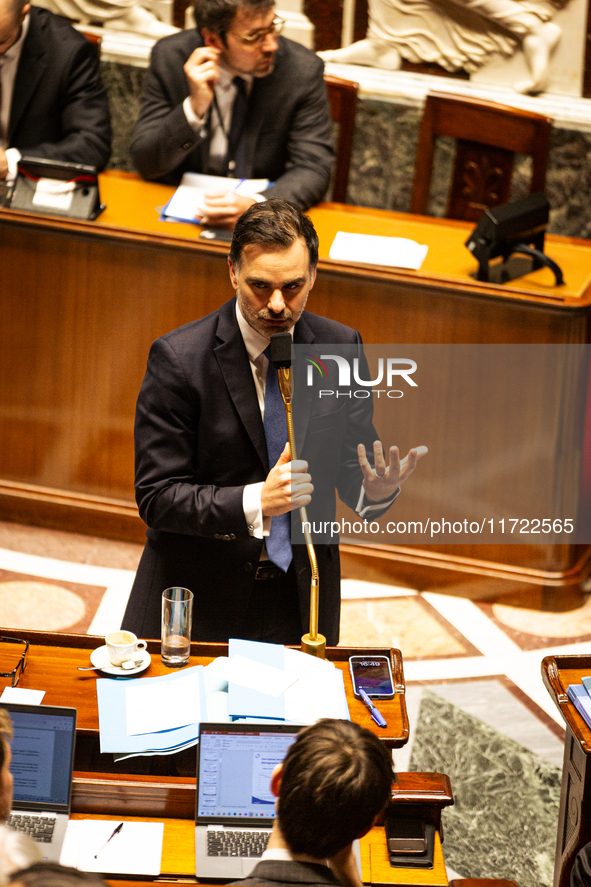 Laurent Saint-Martin, Minister attached to the Prime Minister, responsible for the Budget and Public Accounts, speaks during the public sess...