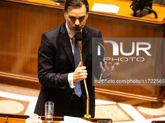 Laurent Saint-Martin, Minister attached to the Prime Minister, responsible for the Budget and Public Accounts, speaks during the public sess...