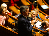 Gerald Darmanin, deputy of the Ensemble pour la Republique parliamentary group, speaks during the public session following the discussion of...