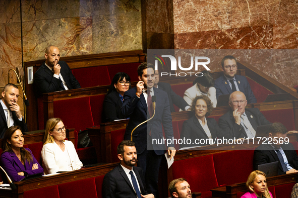 Thomas Menage, deputy of the Rassemblement National parliamentary group, speaks during the public session following the discussion of the so...