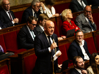 Thierry Benoit, deputy of the Horizons & Independants group, speaks during the public session following the discussion of the social securit...