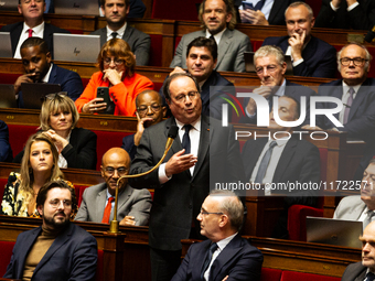 Francois Hollande, deputy of the Socialistes et Apparentes group, speaks during the public session following the discussion of the social se...