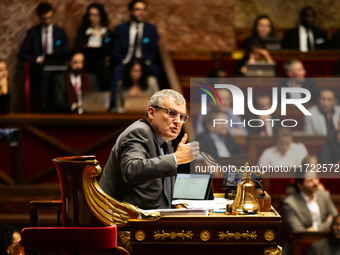 Xavier Breton, deputy of the Droite Republicaine group and President of the session, speaks during the public session following the discussi...