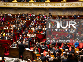 A general view of the National Assembly during the public session following the discussion of the social security financing bill at the Nati...