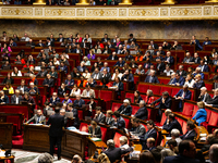 A general view of the National Assembly during the public session following the discussion of the social security financing bill at the Nati...