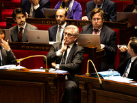 Frederic Valletoux, deputy for the Horizons group and chairman of the Social Affairs Committee, is seen during the public session following...