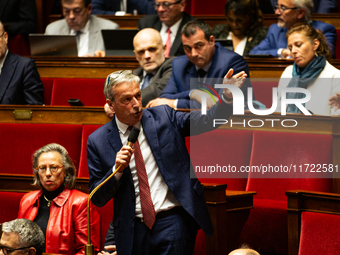 Philippe Vigier, deputy of the Les Democrates parliamentary group, speaks during the public session following the discussion of the social s...