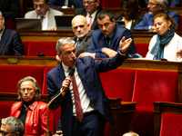 Philippe Vigier, deputy of the Les Democrates parliamentary group, speaks during the public session following the discussion of the social s...