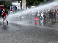 Bangladeshi police clashed with job seekers during a demonstration near the Department of Secondary and Higher Education in Dhaka, Banglades...