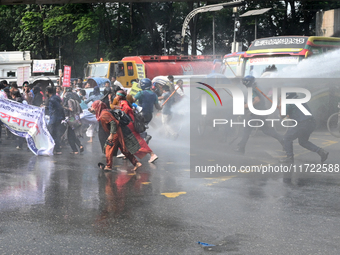 Bangladeshi police clashed with job seekers during a demonstration near the Department of Secondary and Higher Education in Dhaka, Banglades...