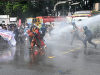 Bangladeshi police clashed with job seekers during a demonstration near the Department of Secondary and Higher Education in Dhaka, Banglades...