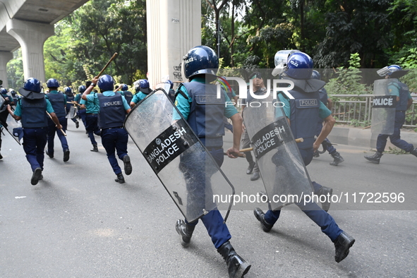 Bangladeshi police clashed with job seekers during a demonstration near the Department of Secondary and Higher Education in Dhaka, Banglades...