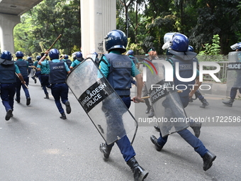 Bangladeshi police clashed with job seekers during a demonstration near the Department of Secondary and Higher Education in Dhaka, Banglades...