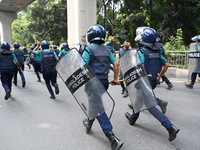 Bangladeshi police clashed with job seekers during a demonstration near the Department of Secondary and Higher Education in Dhaka, Banglades...