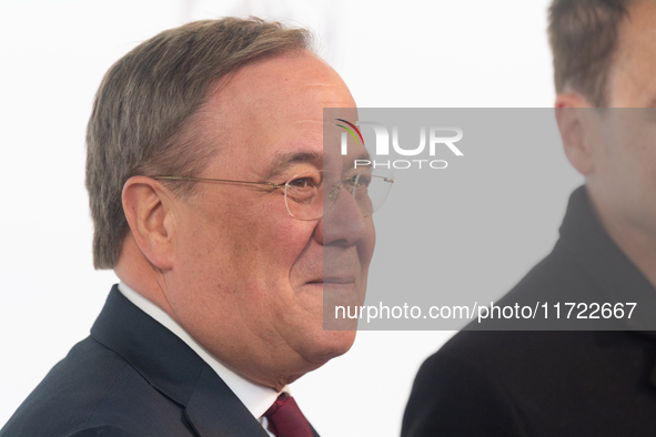 Armin Laschet, a member of the German Bundestag, poses for pictures on the red carpet of Roncalli's Apollo Variety Theatre in Duesseldorf, G...