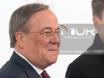 Armin Laschet, a member of the German Bundestag, poses for pictures on the red carpet of Roncalli's Apollo Variety Theatre in Duesseldorf, G...