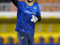 Simone Perilli of Hellas Verona participates in the Serie A match between Lecce and Verona in Lecce, Italy, on October 29, 2024. (