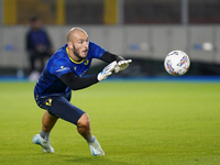 Simone Perilli of Hellas Verona participates in the Serie A match between Lecce and Verona in Lecce, Italy, on October 29, 2024. (