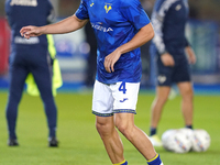 Flavius Daniliuc of Hellas Verona is in action during the Serie A match between Lecce and Verona in Lecce, Italy, on October 29, 2024. (