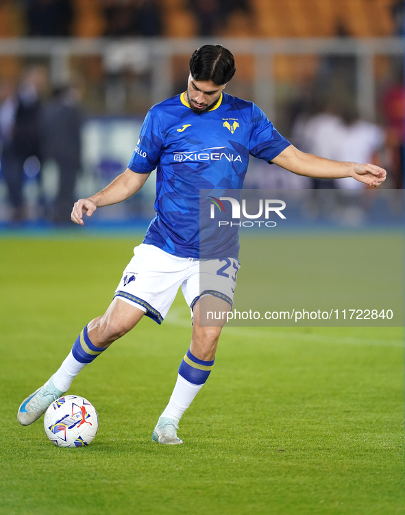 Suat Serdar of Hellas Verona is in action during the Serie A match between Lecce and Verona in Lecce, Italy, on October 29, 2024. 