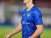 Daniele Ghilardi of Hellas Verona is in action during the Serie A match between Lecce and Verona in Lecce, Italy, on October 29, 2024. (