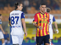 Nikola Krstovic of US Lecce is in action during the Serie A match between Lecce and Verona in Lecce, Italy, on October 29, 2024. (