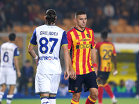 Nikola Krstovic of US Lecce is in action during the Serie A match between Lecce and Verona in Lecce, Italy, on October 29, 2024. (