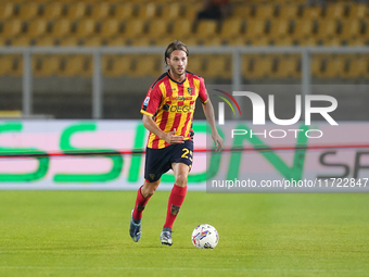 Antonino Gallo of US Lecce is in action during the Serie A match between Lecce and Verona in Lecce, Italy, on October 29, 2024. (