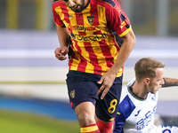 Hamza Rafia of US Lecce is in action during the Serie A match between Lecce and Verona in Lecce, Italy, on October 29, 2024. (