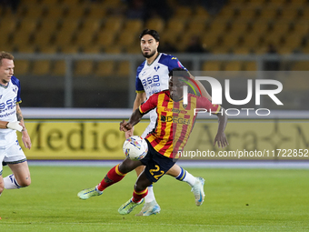 Lameck Banda of US Lecce plays during the Serie A match between Lecce and Verona in Lecce, Italy, on October 29, 2024. (