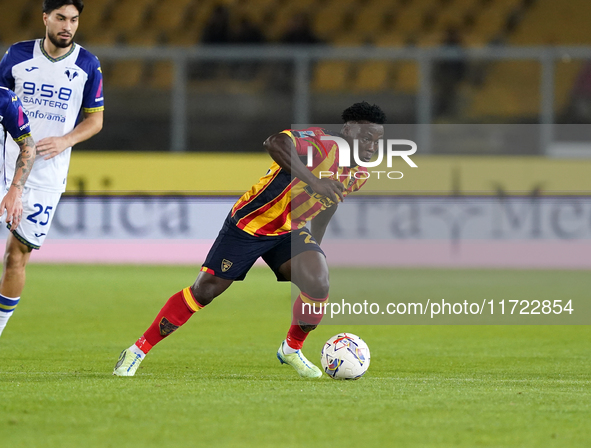 Lameck Banda of US Lecce plays during the Serie A match between Lecce and Verona in Lecce, Italy, on October 29, 2024. 