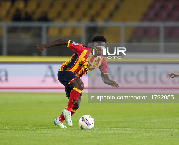 Lameck Banda of US Lecce plays during the Serie A match between Lecce and Verona in Lecce, Italy, on October 29, 2024. 