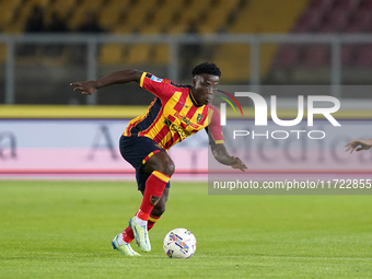 Lameck Banda of US Lecce plays during the Serie A match between Lecce and Verona in Lecce, Italy, on October 29, 2024. (