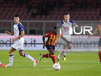 Lameck Banda of US Lecce plays during the Serie A match between Lecce and Verona in Lecce, Italy, on October 29, 2024. (