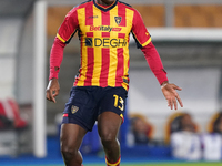 Patrick Dorgu of US Lecce is in action during the Serie A match between Lecce and Verona in Lecce, Italy, on October 29, 2024. (