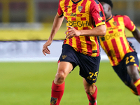 Antonino Gallo of US Lecce is in action during the Serie A match between Lecce and Verona in Lecce, Italy, on October 29, 2024. (